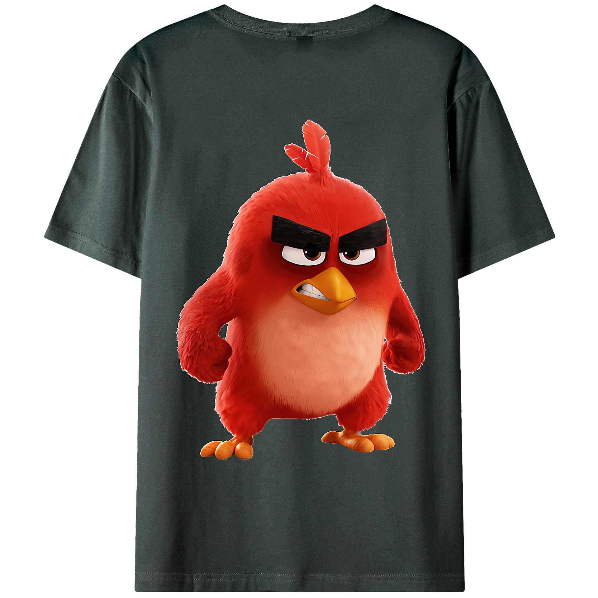 （画像用） Angry Birds アングリーバード 綿100％ メンズ半袖Tシャツ（バックプリント） 通気性